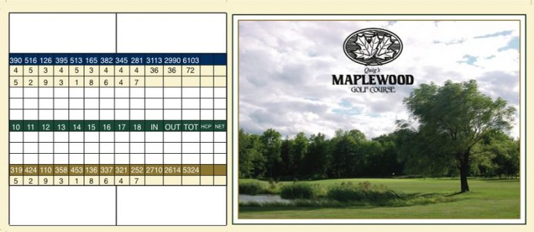 Scorecard Quig #39 s Maplewood Golf Course Scorecard Quig #39 s Maplewood Golf Course