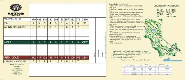 Scorecard Quig #39 s Maplewood Golf Course Scorecard Quig #39 s Maplewood Golf Course